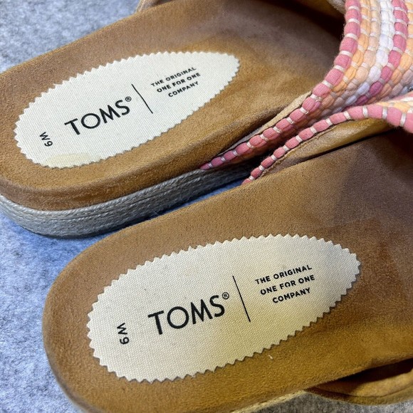 TOMS - Women’s Paloma Sandals Crossed Straps Slip-On Tan Suede Pink Slides Sz 9 - Picture 7 of 9